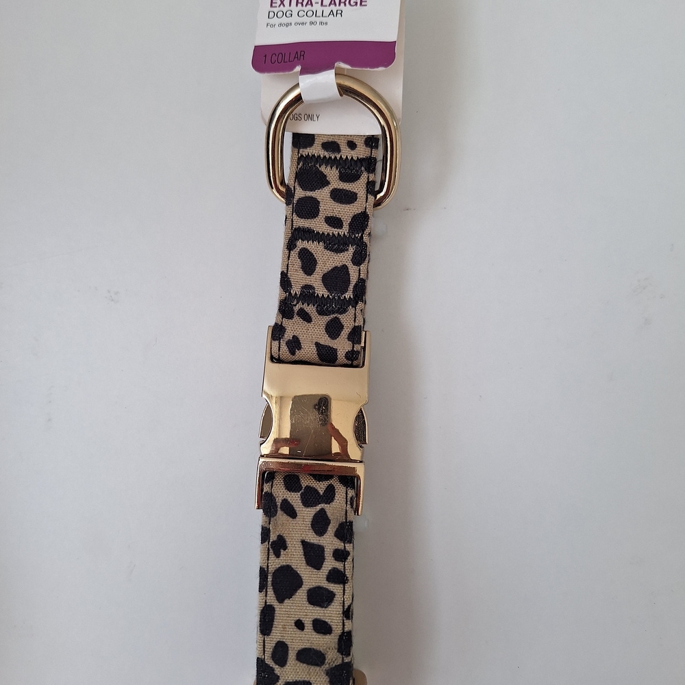 Boots & Barkley Leopard Print Dog Collar with Gold Hardware